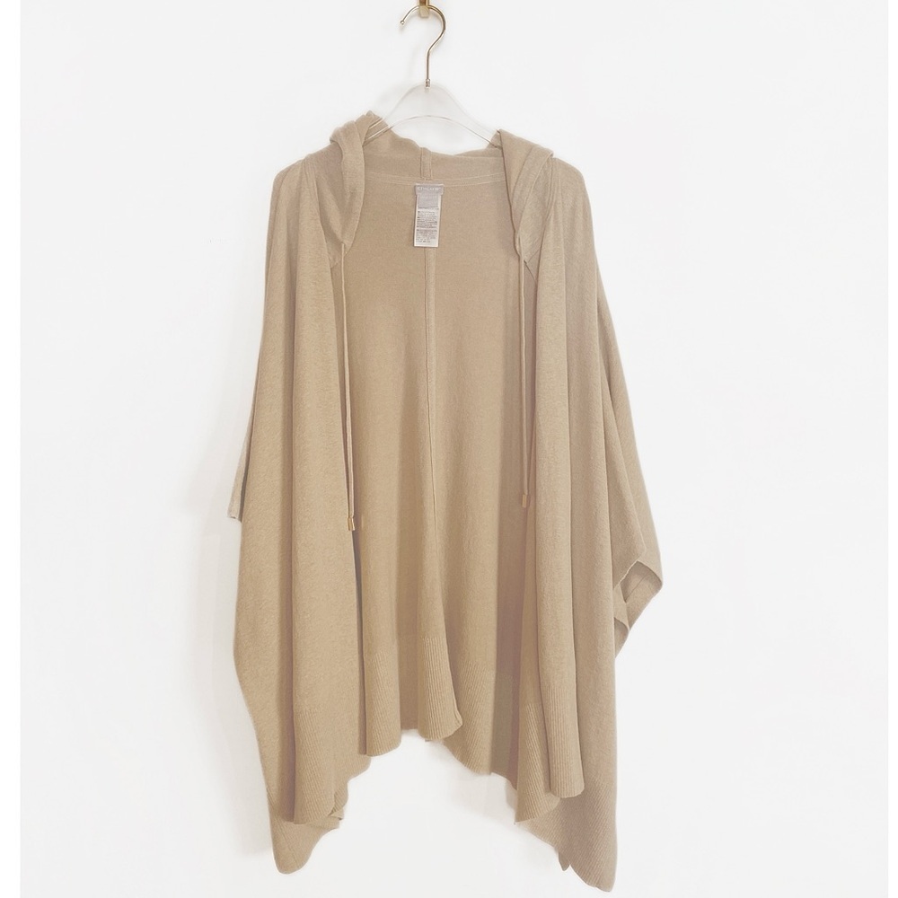 Chico’s Cashmere blend Womens Hooded Ruana Wrap Sweater size OS